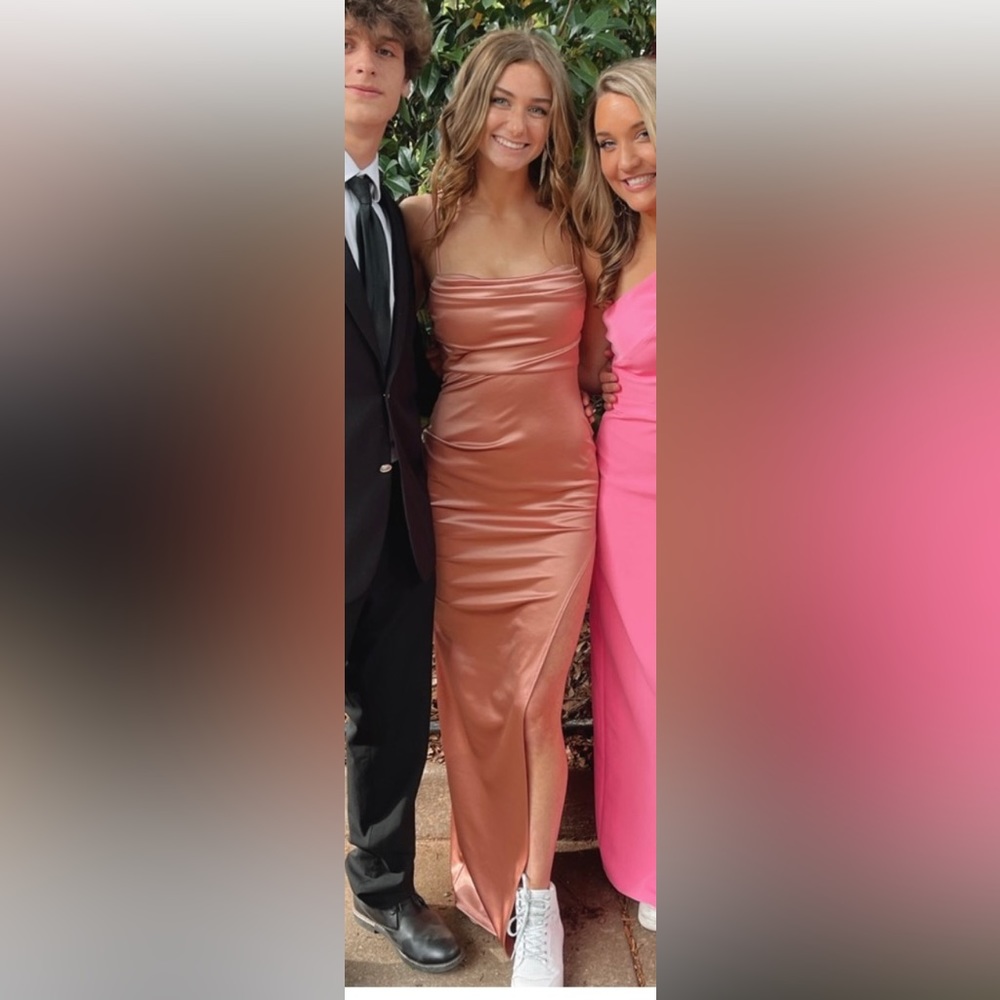 Pink long slit formal dress